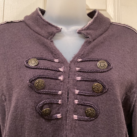 Free People purple wool cardigan, Sz L - Picture 2 of 6